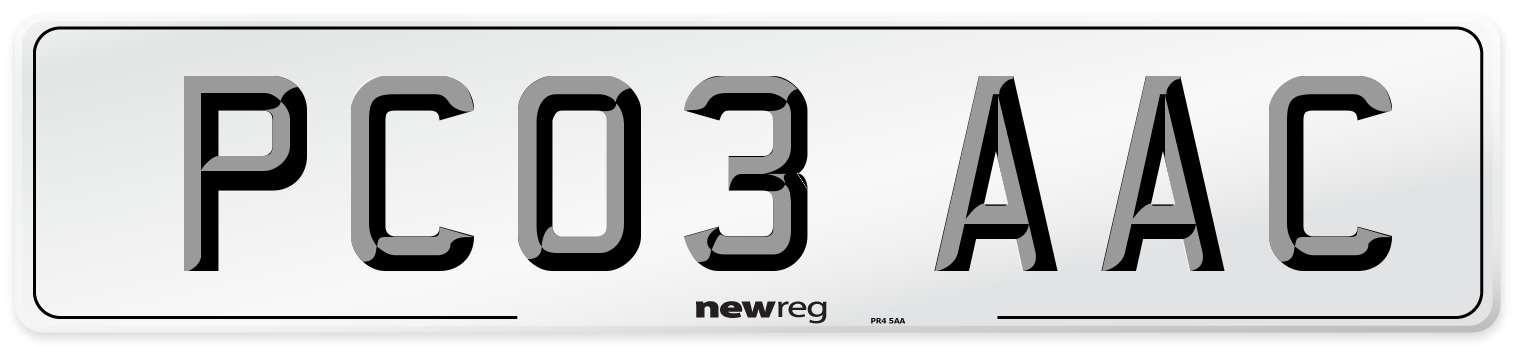 PC03 AAC Number Plate from New Reg